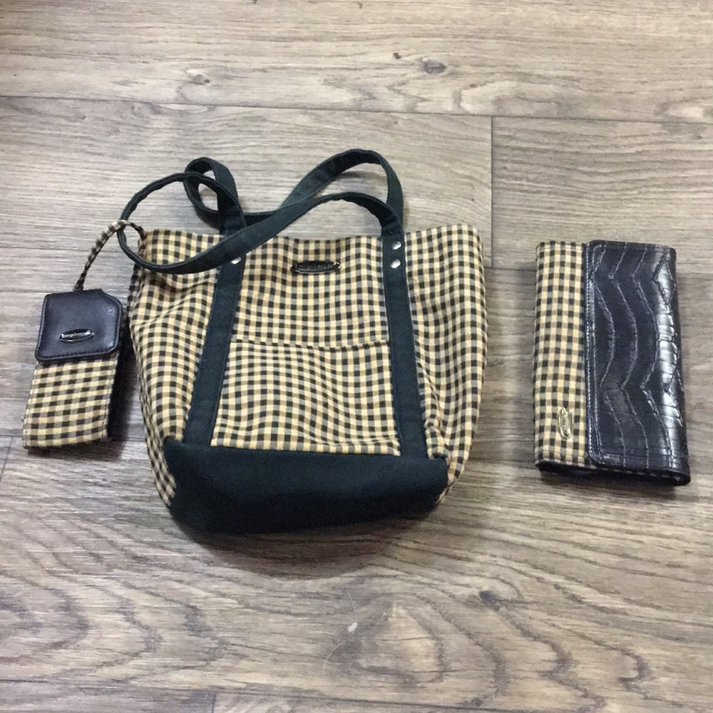Longaberger 3 Piece Plaid Bag Set